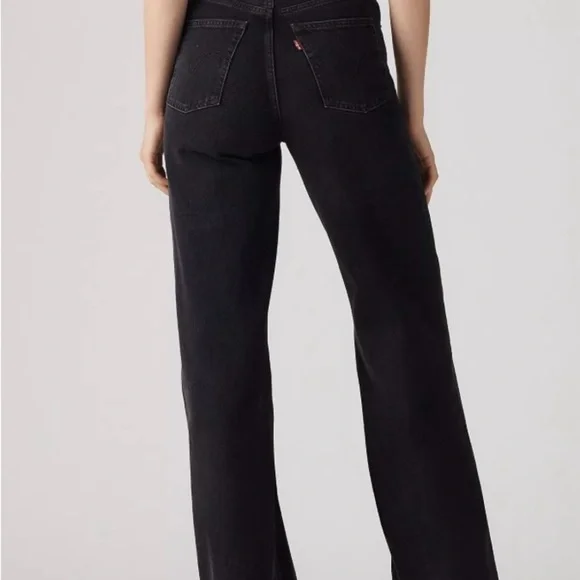 LEVI’S RIBCAGE WIDE LEG WOMEN'S JEANS BLACK 24W GREAT CONDITION - Picture 2 of 16
